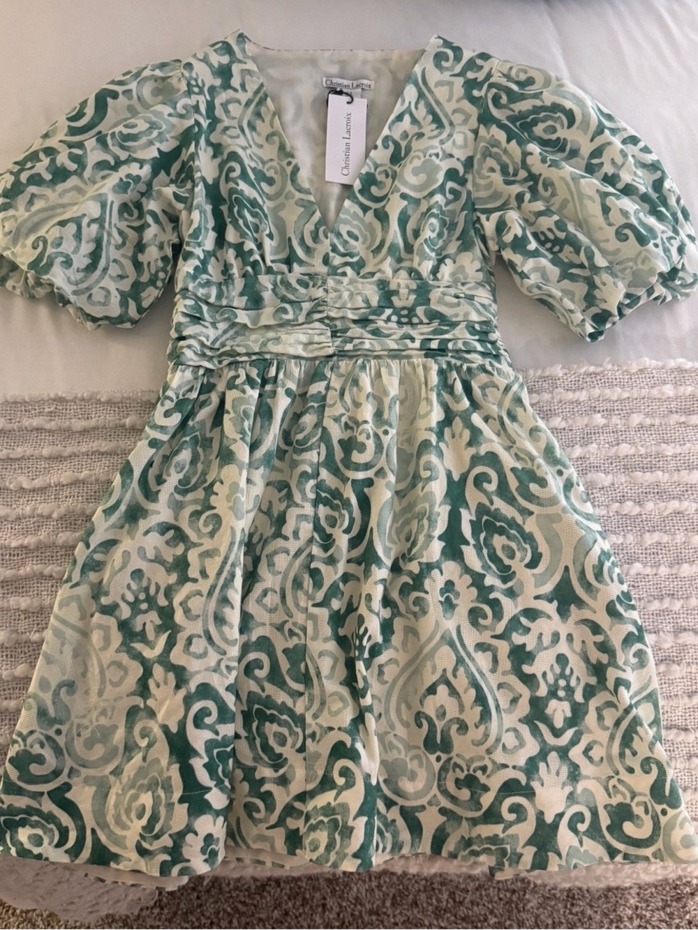 Christina lacroix and Cream Floral-Scroll Formal Dress